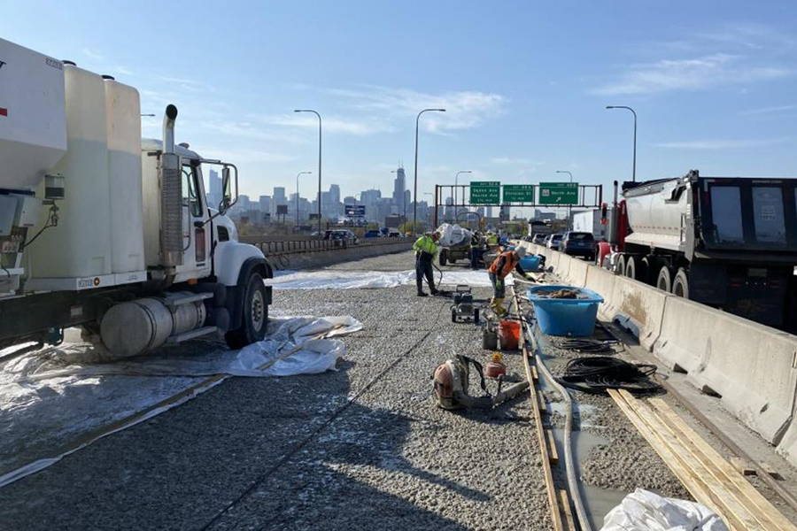 small construction materials testing company working on a large municipal highway project